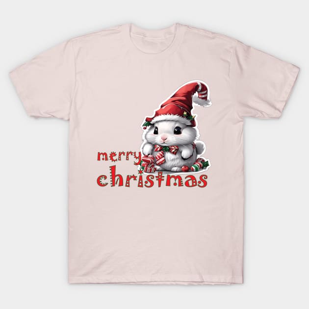 christmas cute bunny T-Shirt by Aceplace Design